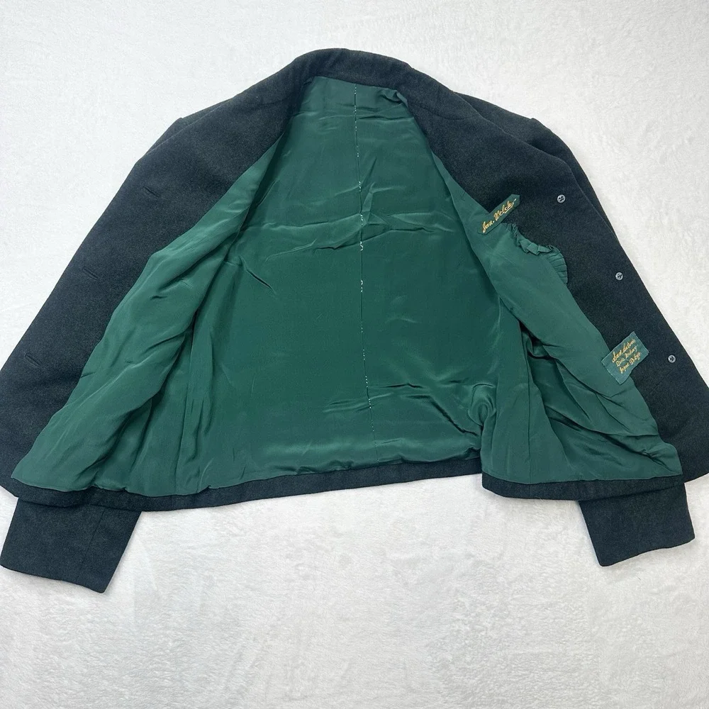 Vintage Wool Jacket Womens Small Hunter‎ Green Handmade Japan 40s 50s Jan Welch